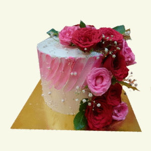 Pink And Red Roses Theme Cake